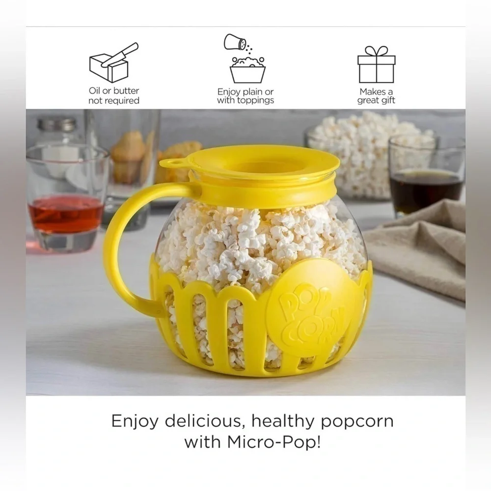 Ecolution Patented Micro-Pop Microwave Popcorn Popper Temperature Safe Glass